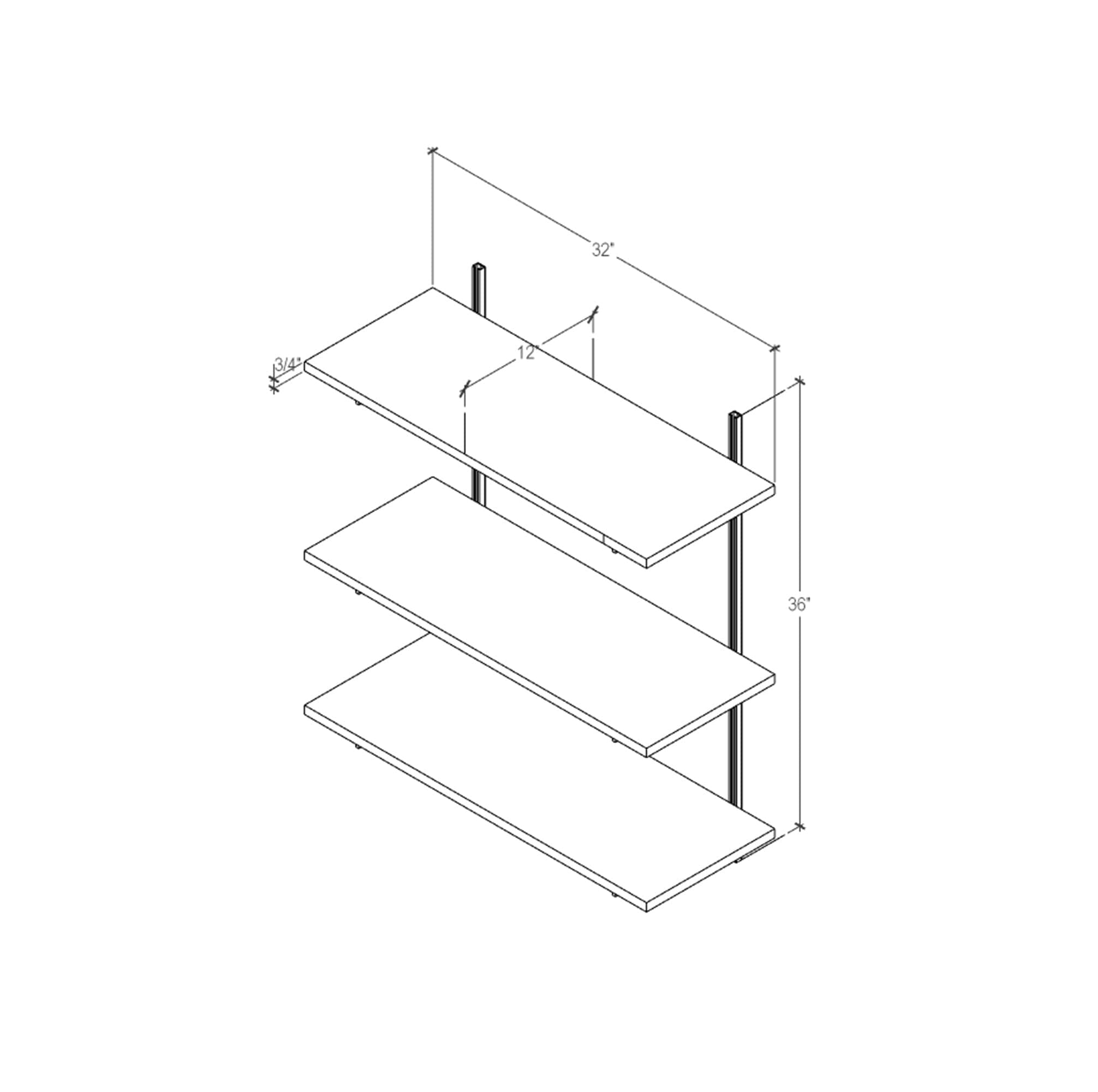 Wall Mounted Shelving Units - 3 Shelf Wood