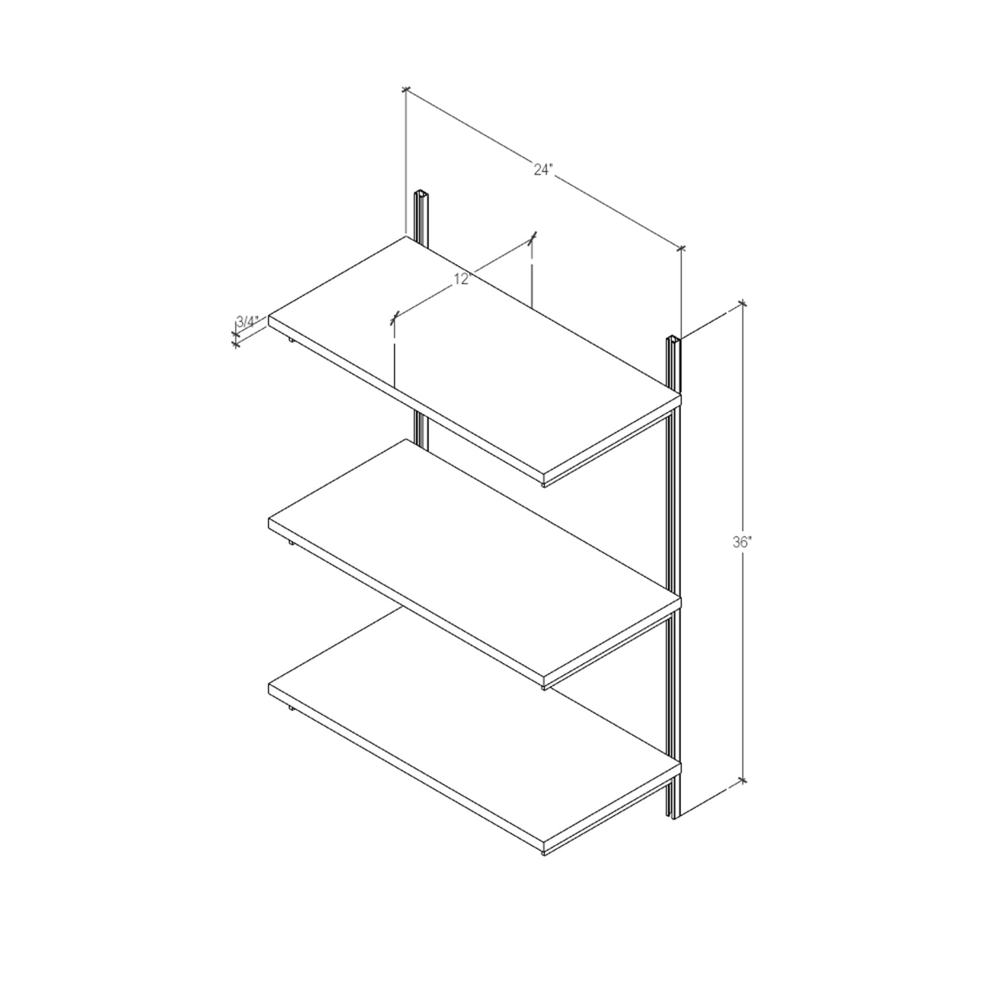 Wall Mounted Shelving Units - 3 Shelf Wood