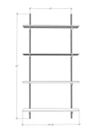Technical drawing of a bottle display shelving unit for the 31-inch bottle display size, showing dimensions and shelf layout.