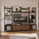 Harmony 4 Bay Media Unit - Aluminum + Wood Shelves and Cabinets