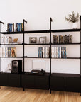 LP Vinyl Media Storage System - Aluminum + Wood Cabinets