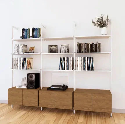 LP Vinyl Media Storage System - Aluminum + Wood Cabinets