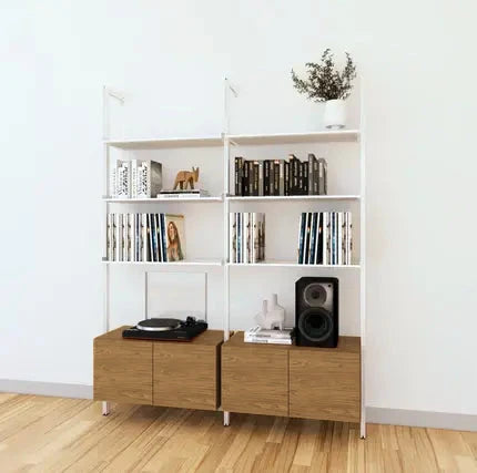 LP Vinyl Media Storage System - Aluminum + Wood Cabinets