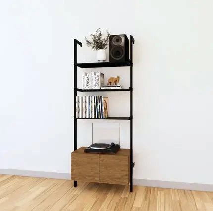 LP Vinyl Media Storage System - Aluminum + Wood Cabinets