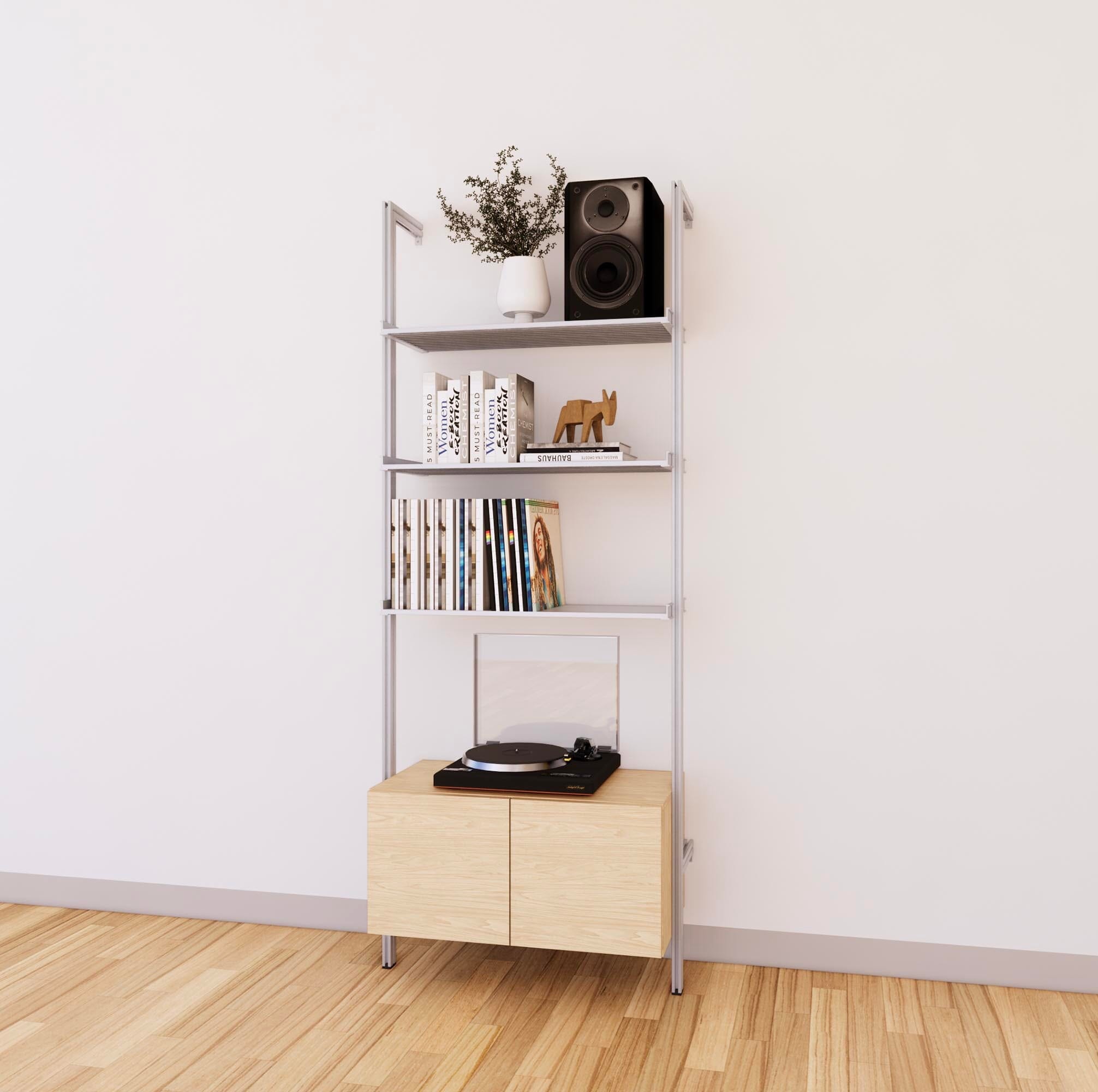 LP Vinyl Media Storage System - Aluminum + Wood Cabinets