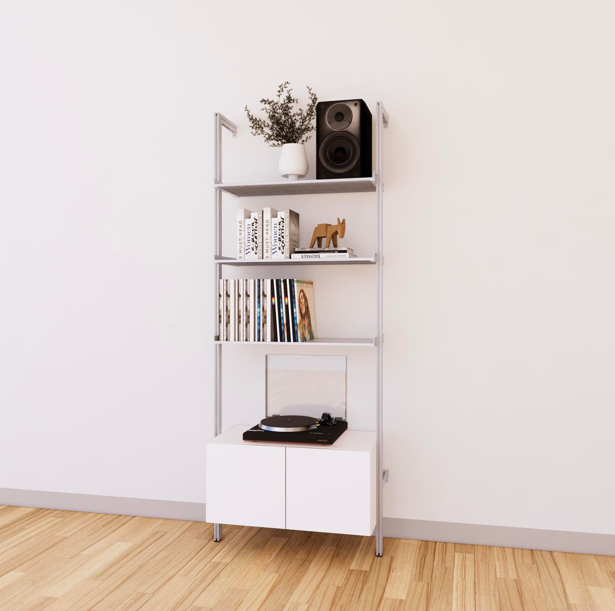 LP Vinyl Media Storage System - Aluminum + Wood Cabinets