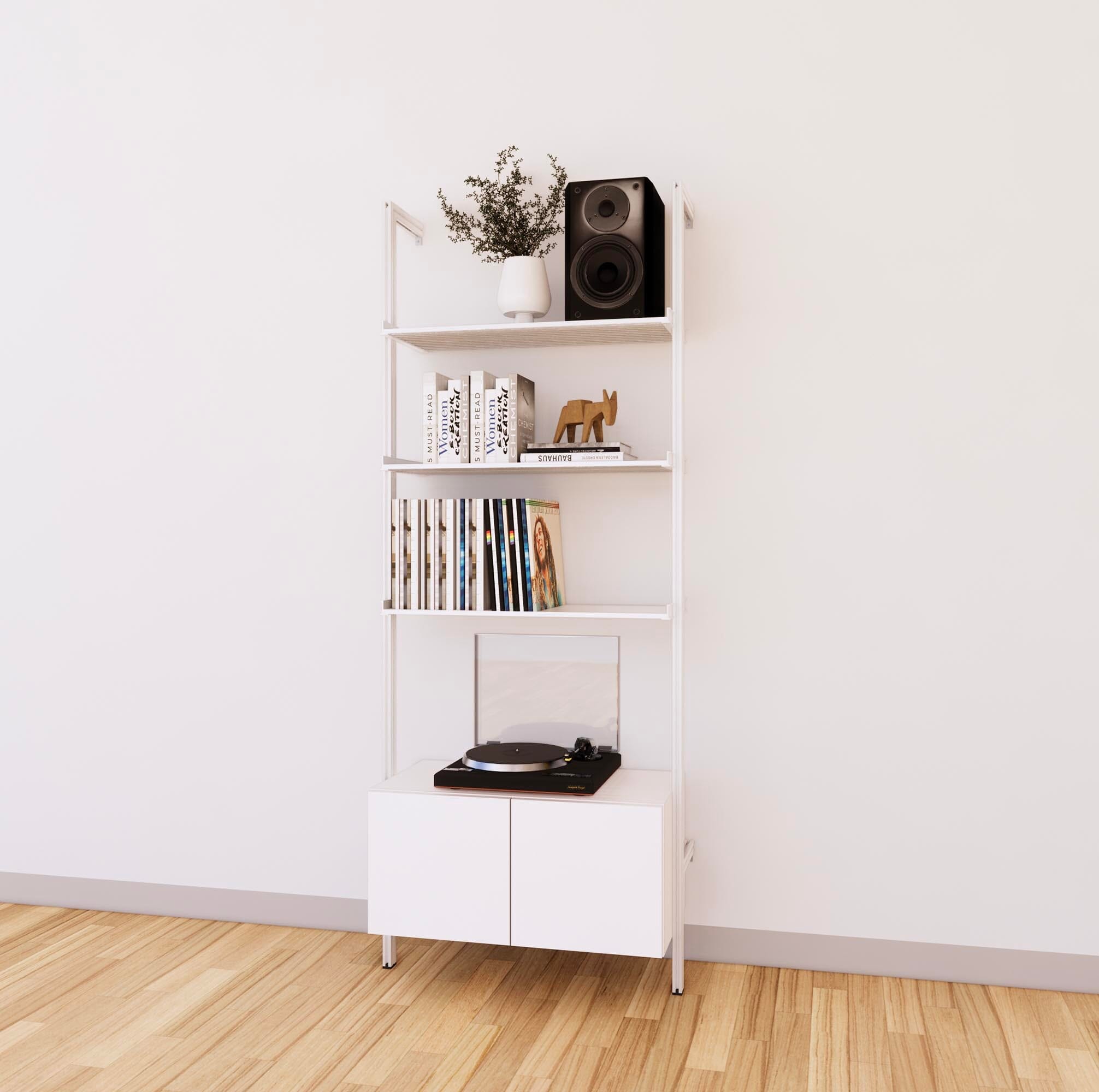 LP Vinyl Media Storage System - Aluminum + Wood Cabinets