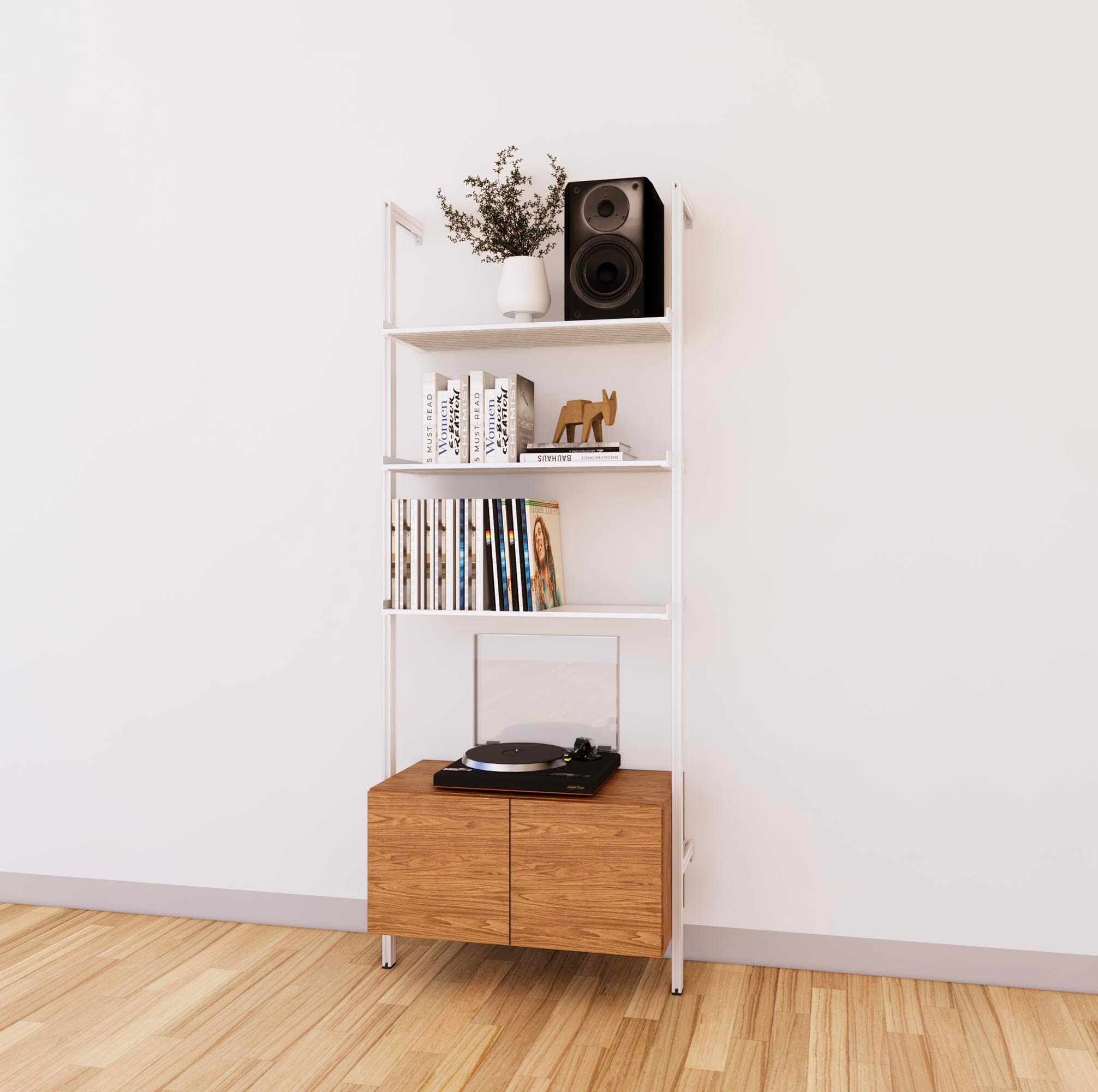 LP Vinyl Media Storage System - Aluminum + Wood Cabinets