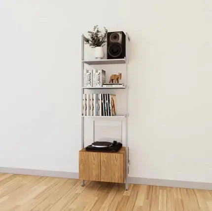 LP Vinyl Media Storage System - Aluminum + Wood Cabinets