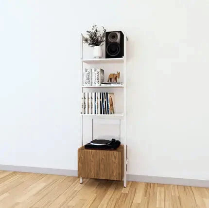 LP Vinyl Media Storage System - Aluminum + Wood Cabinets
