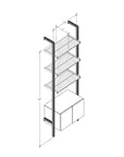 Modular Shelving Units - Aluminum Shelves + Wood Cabinets