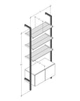 Modular Shelving Units - Aluminum Shelves + Wood Cabinets