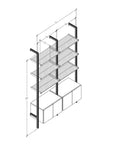 Modular Shelving Units - Aluminum Shelves + Wood Cabinets