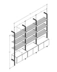 Modular Shelving Units - Aluminum Shelves + Wood Cabinets