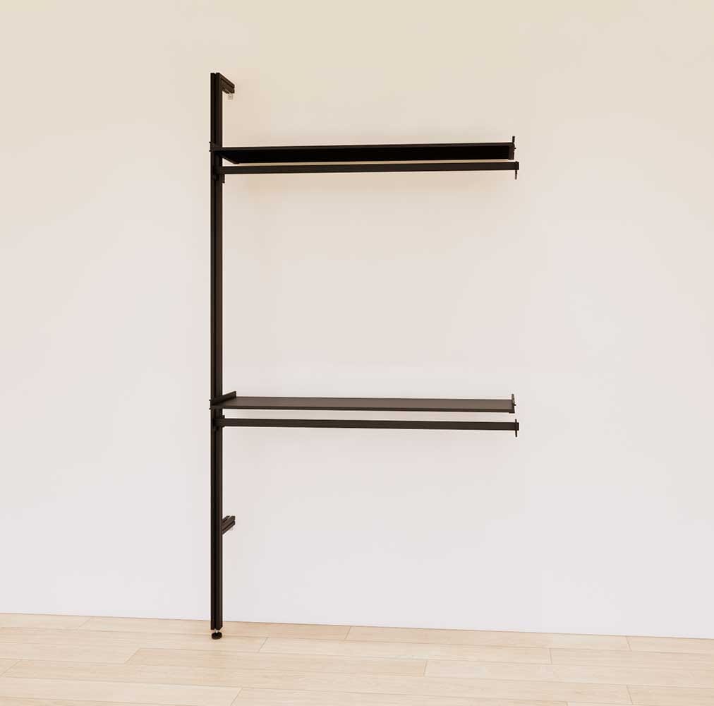 Retail Display Shelving with 2 Shelves + 2 Hanger Bars