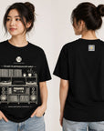 Black Modern Shelving graphic T-shirt with I'd like to introduce my shelf Tee design, shown in product image.