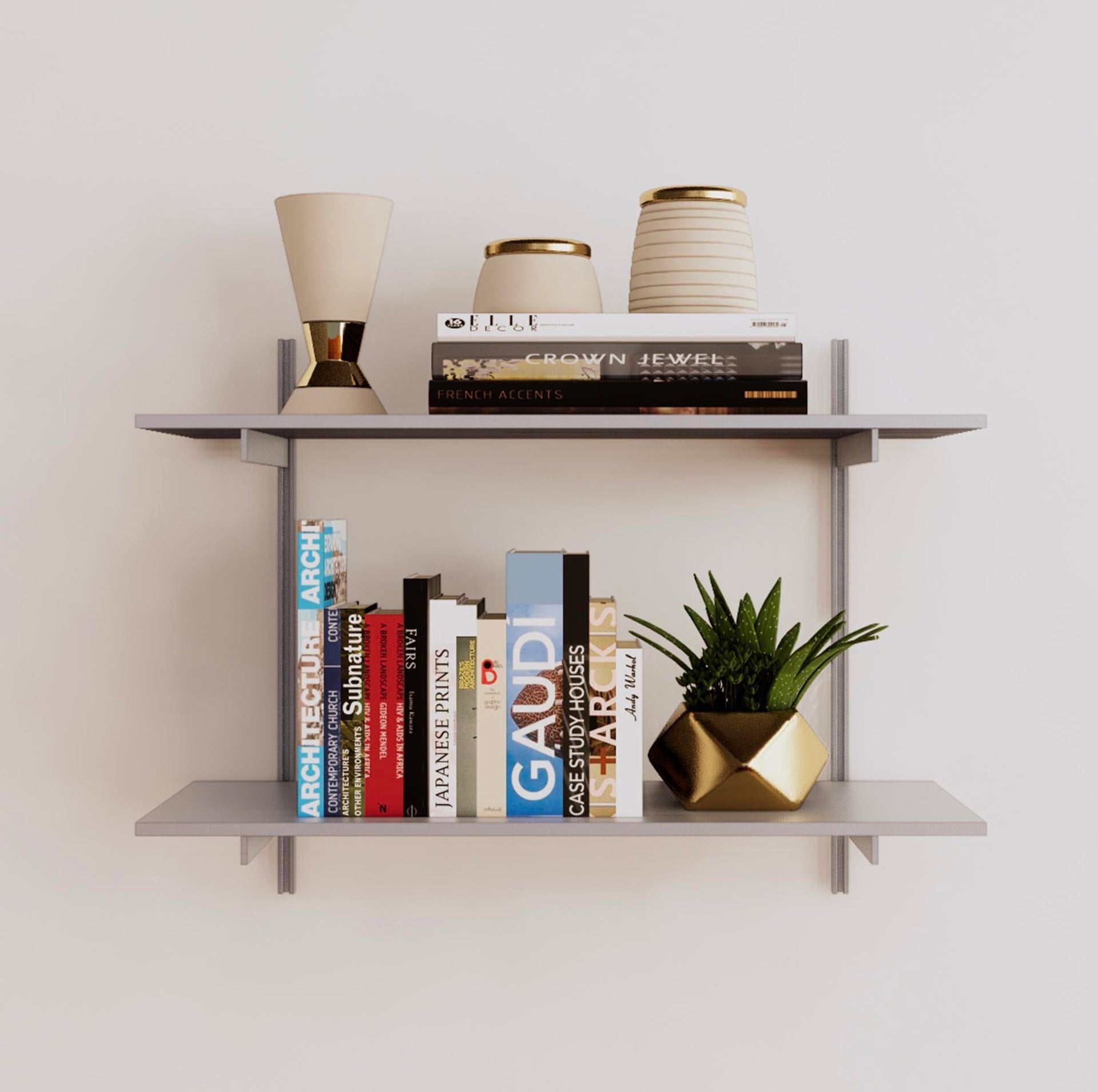 Wall Mounted Shelving Units 2 Shelf Aluminum Modern Shelving
