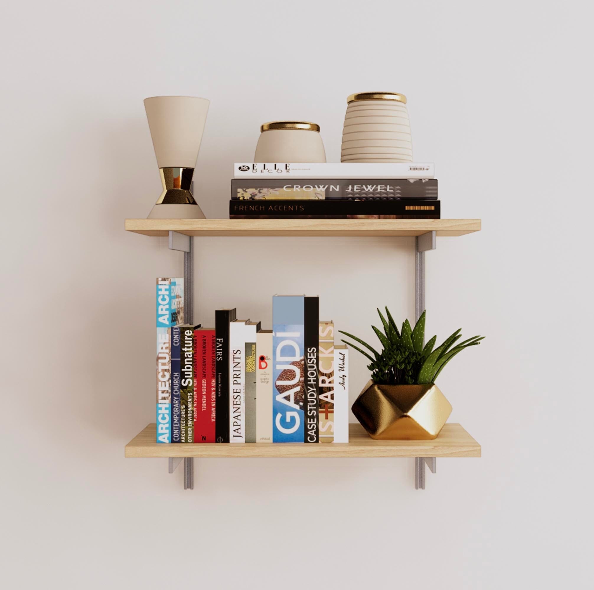 Wall Mounted Shelving Units - 2 Shelf Wood