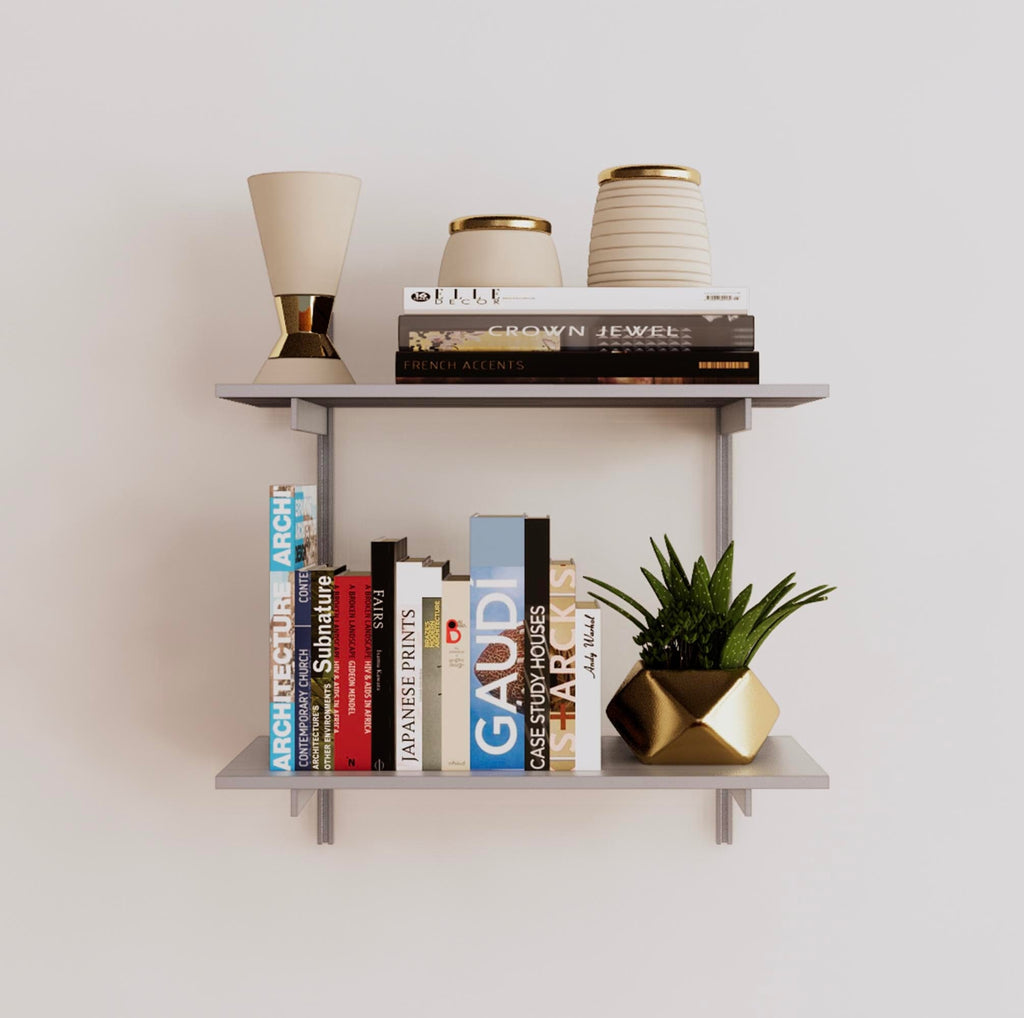 Wall Mounted Shelving Units 2 Shelf Aluminum Modern Shelving