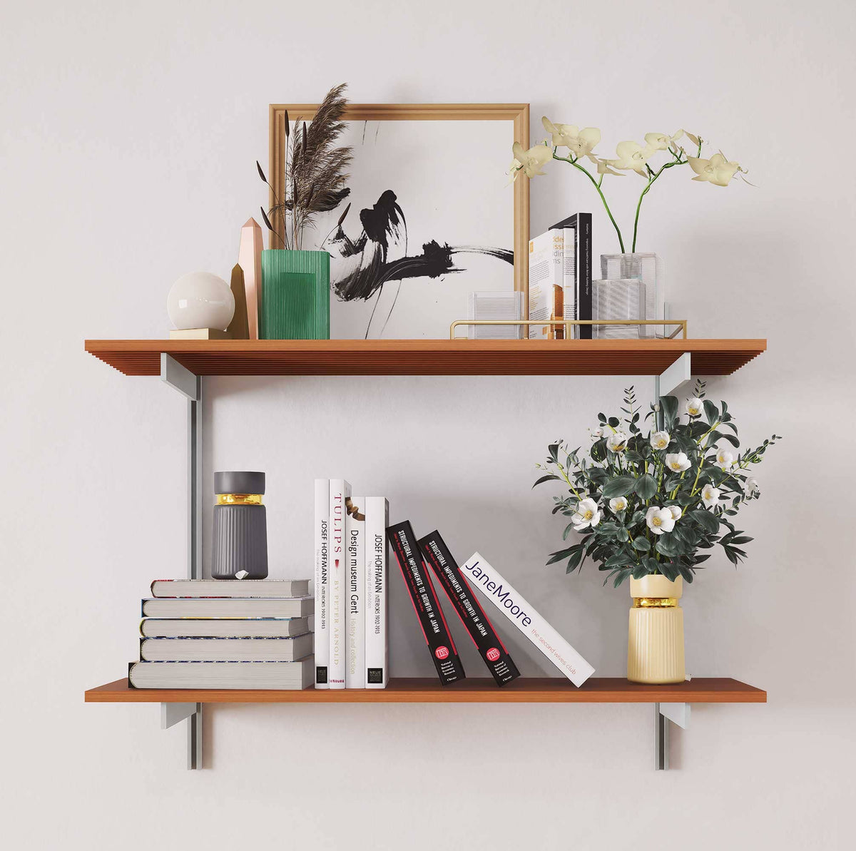 Aluminaire Wood Inspired Wall Mounted Shelving - 2 Shelf – Modern Shelving