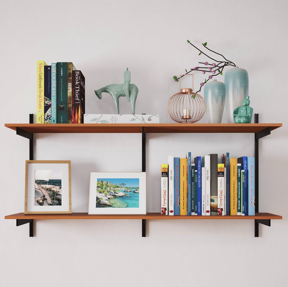 Two Shelves Racks Aluminaire Wood Inspired Wall Mounted Shelving - 2 Shelf – Modern Shelving
