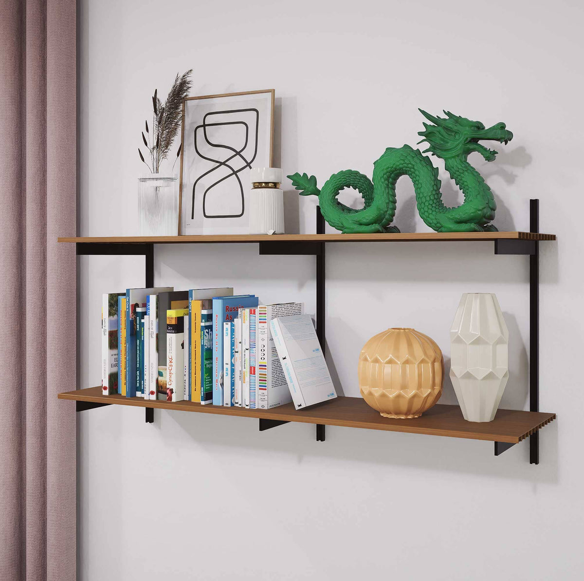 Two Shelves Racks Aluminaire Wood Inspired Wall Mounted Shelving - 2 Shelf – Modern Shelving