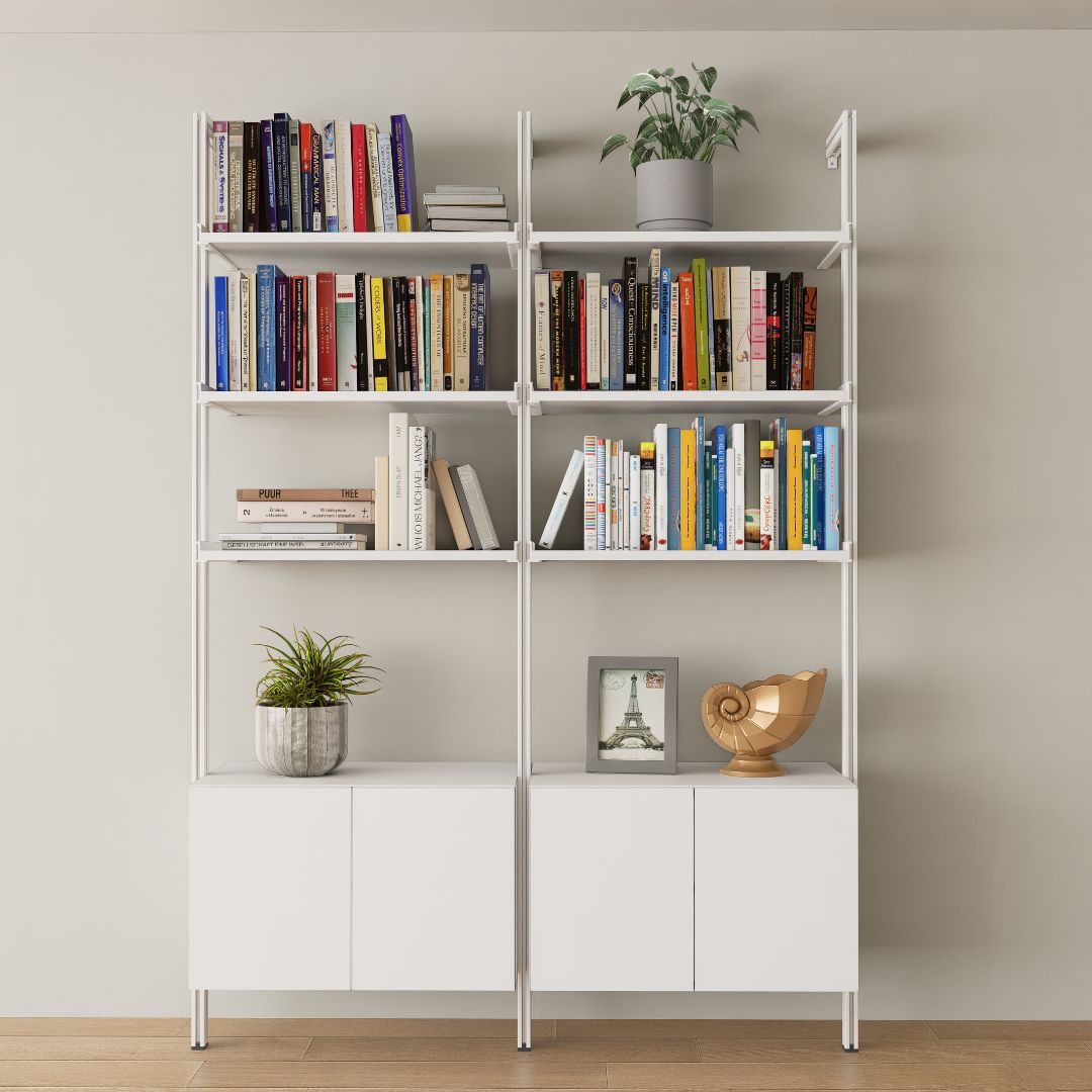 Modular Shelving Units - Aluminum Shelves and Wood Cabinets