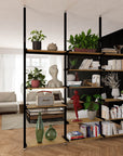 Aluminaire Wood Inspired Floor to Ceiling Shelving