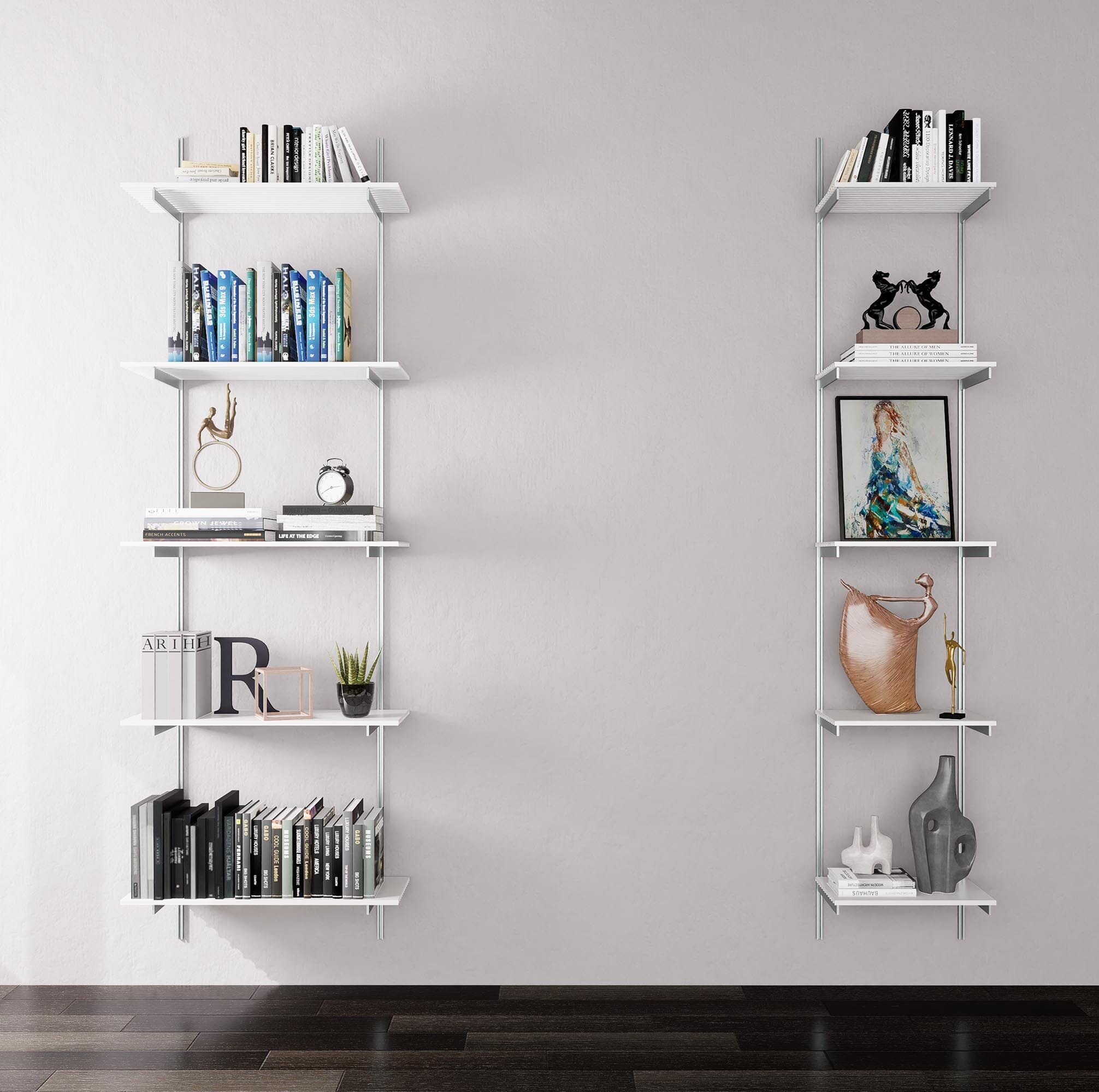 Wall Mounted Shelving Units - 3 Shelf Unit Wood/Aluminum