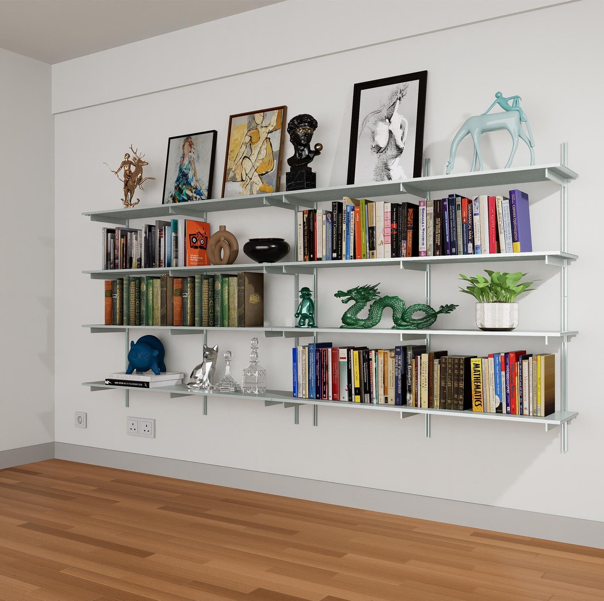 Wall Mounted Shelving Units 3 Shelf Aluminum Modern Shelving