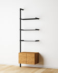 Modular Shelving Units - Aluminum Shelves + Wood Cabinets
