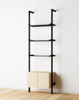 Modular Shelving Units - Aluminum Shelves + Wood Cabinets