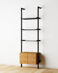 Modular Shelving Units - Aluminum Shelves + Wood Cabinets