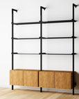 Modular Shelving Units - Aluminum Shelves + Wood Cabinets