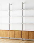 Modular Shelving Units - Aluminum Shelves + Wood Cabinets