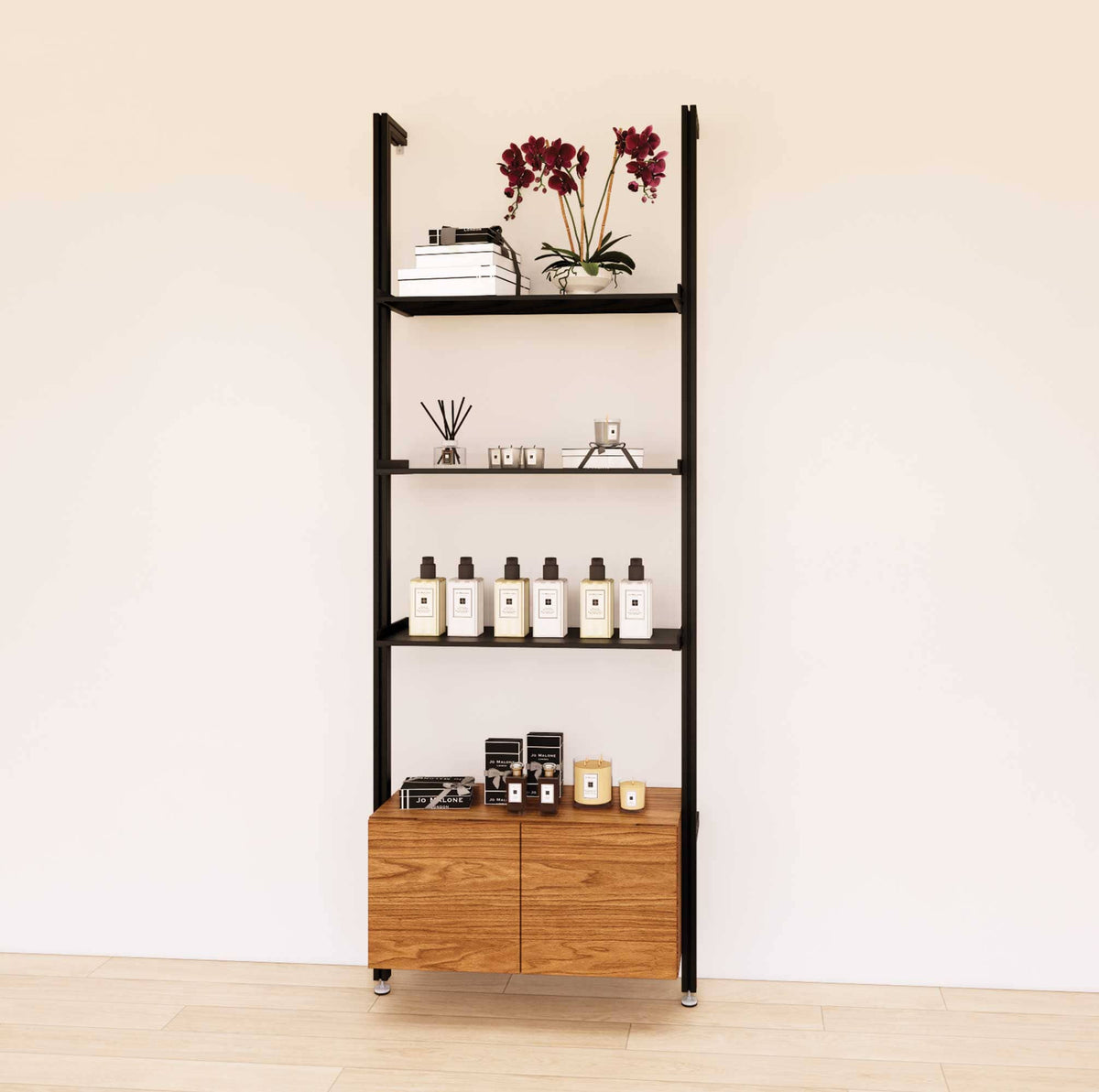 Retail Display Shelving with Base Cabinets – Modern Shelving