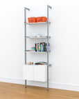 Modular Shelving Units - Aluminum Shelves + Wood Cabinets